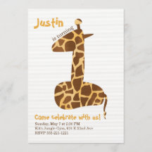 Giraffe First Birthday Party Invitation