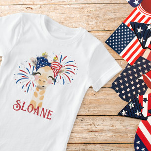 Giraffe Flag Hair Tie and Fireworks Personalised  T-Shirt