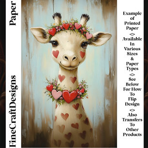 Giraffe, Floral Heart Garland CH8 Scrapbook Paper