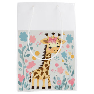 giraffe floral medium gift bag