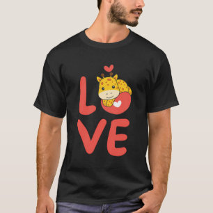 Giraffe For Valentine'S Day Cute Animals With Hear T-Shirt
