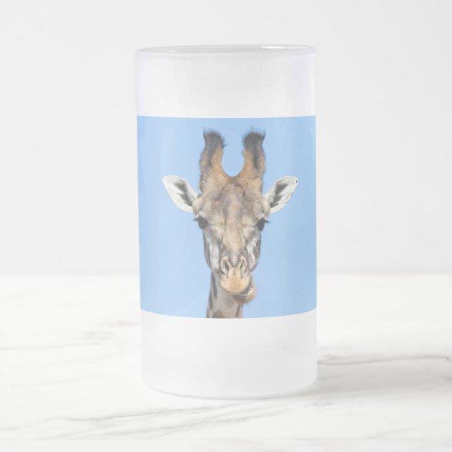 Giraffe Frosted Glass Beer Mug (Center)