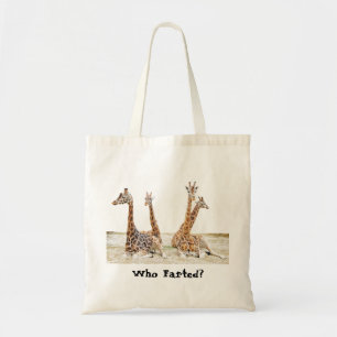 Giraffe Fun Photo -  Four Giraffe's Who Farted? Tote Bag