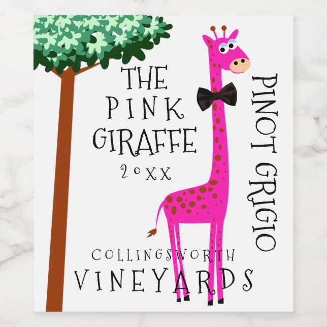 Giraffe Funny Whimsical Wine Label (Single Label)
