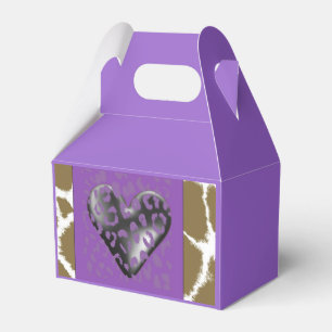 Giraffe Fur Pattern with Purple Heart Favour Box
