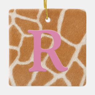 Giraffe Fur Personalised Monogram & Message Pink Ceramic Ornament
