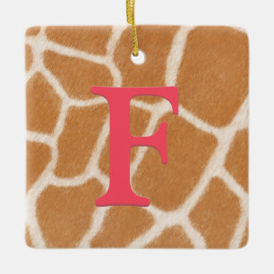 Giraffe Fur Personalised Monogram & Message Red Ceramic Ornament
