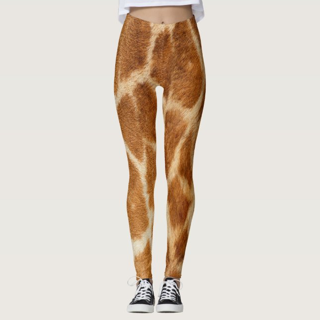 Giraffe Fur Print Pattern Leggings (Front)