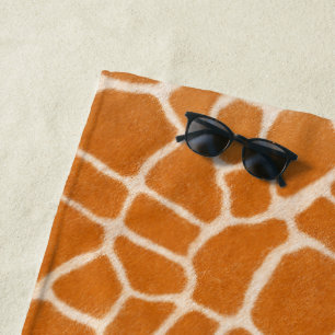 Giraffe Fur Realistic Animal Print Brown Monogram Beach Towel