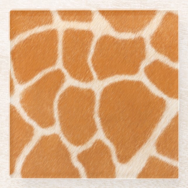 Giraffe Fur Realistic Animal Print Exotic Species Glass Coaster (Front)