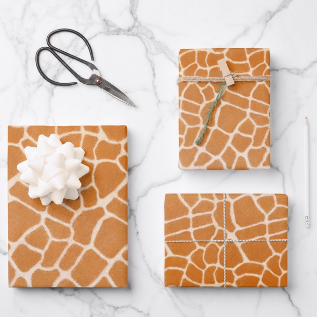 Giraffe Fur Spotted Realistic Wild Animal Print Wrapping Paper Sheet (Front)