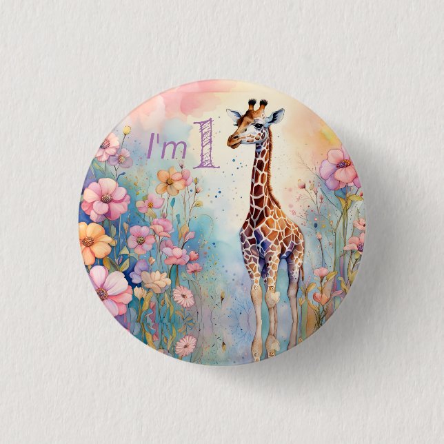 Giraffe Garden Pastel 3 Cm Round Badge (Front)