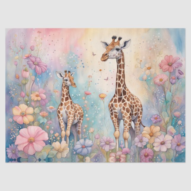 Giraffe Garden Pastel Tissue Paper (Front)