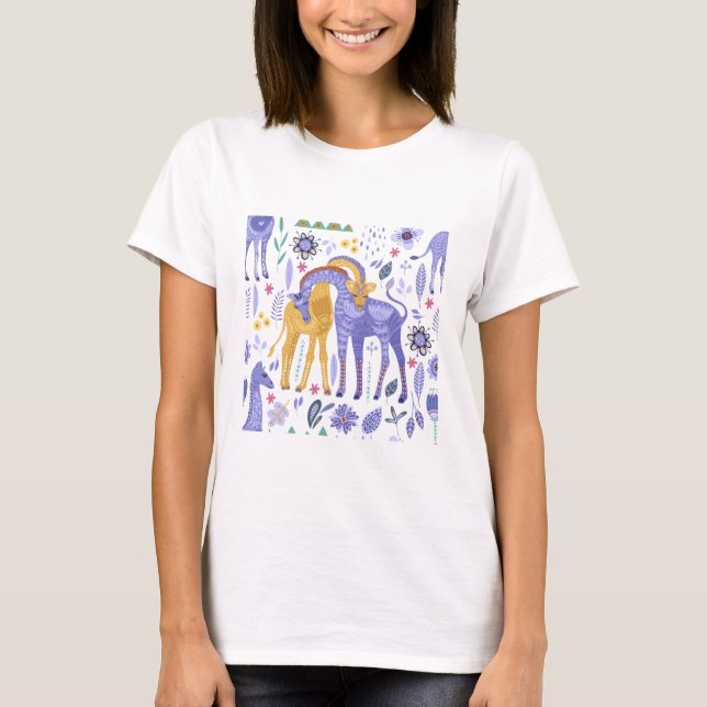 Giraffe Garden Pattern T-Shirt (Front)