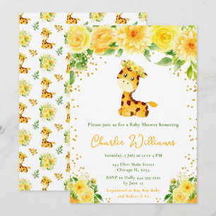 Giraffe Gender Neutral Baby Shower Invitation