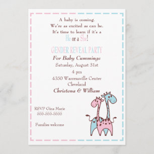 Giraffe Gender Reveal Invitation