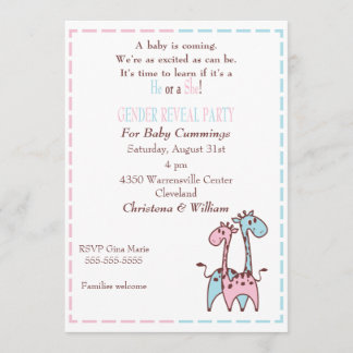 Giraffe Gender Reveal Invitation