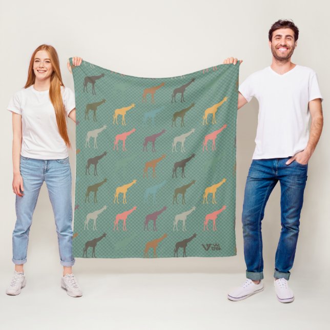 Giraffe Gift Blanket Retro Animal Fleece Throw (In Situ)
