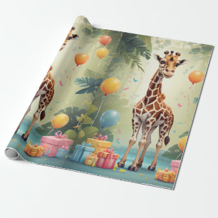 Giraffe & Gifts in the Jungle   Wrapping Paper