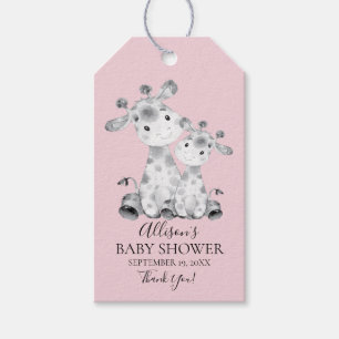 Giraffe Girls Baby Shower Favour Gift Tag