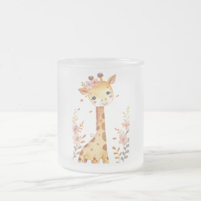 "Giraffe Glass Mug" Frosted Glass Coffee Mug (Center)
