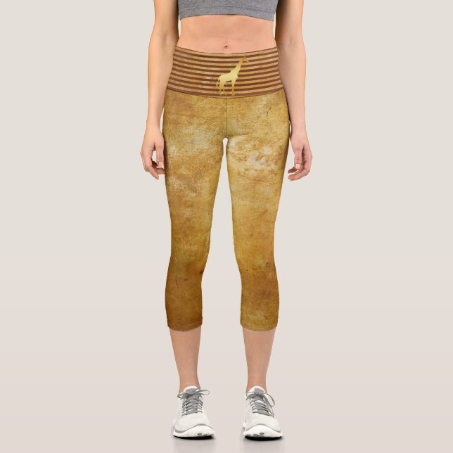 giraffe Gold Capri Leggings (Front)