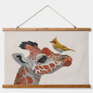 GIRAFFE & GOLDEN BIRD HANGING TAPESTRY