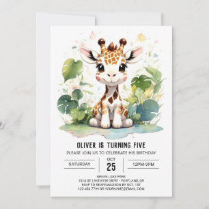 Giraffe Grace Safari Birthday invitation