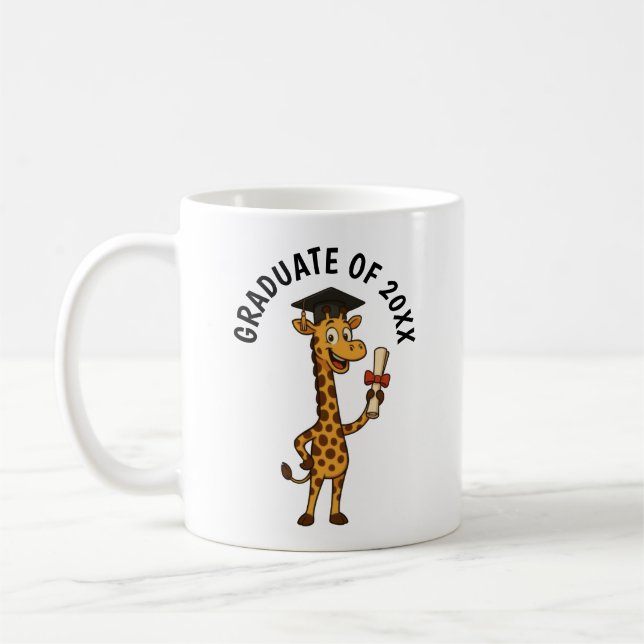 Giraffe Graduation Personalised Coffee Mug (Left)
