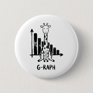 Giraffe Graph Statistics Math Teacher Pun 6 Cm Round Badge