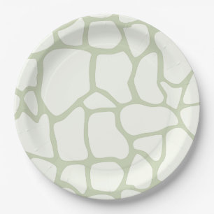 Giraffe green print paper plate
