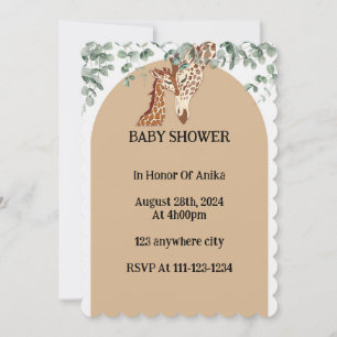 GIRAFFE GREENERY BABY SHOWER INVITATION