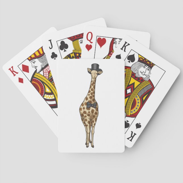 Giraffe Groom Ribbon Wedding Playing Cards (Back)