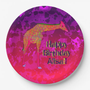 Giraffe Grunge Style 2-Paper Party Plates