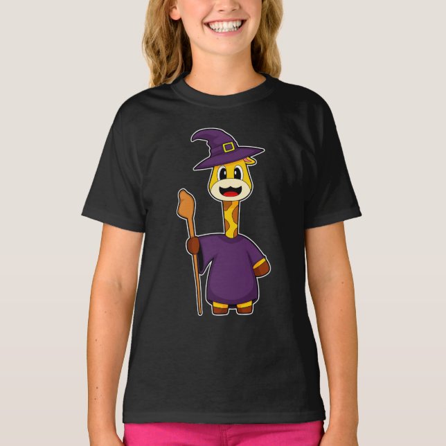 Giraffe Halloween Witch T-Shirt (Front)