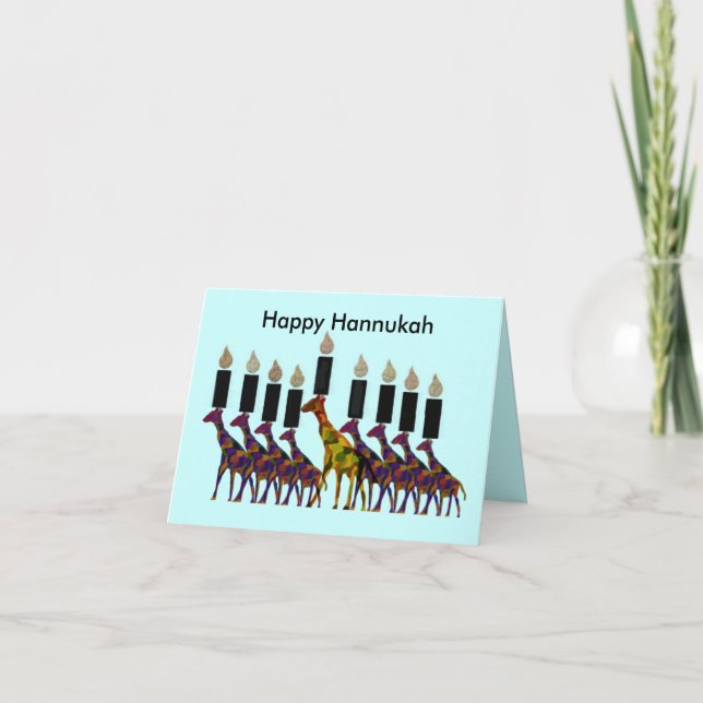 Giraffe Hannukah Menorah Cards (Front)
