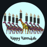 Giraffe Hannukah Menorah Classic Round Sticker<br><div class="desc">Graphic illustration of a giraffe Hannukah menorah.</div>