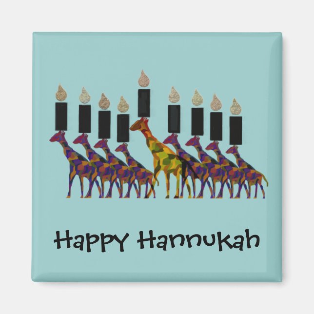 Giraffe Hannukah Menorah Magnets (Front)