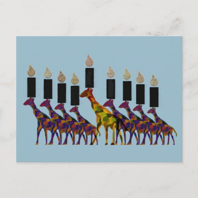 Giraffe Hannukah Menorah Postcard (Front)