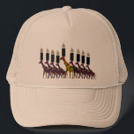 Giraffe Hannukah Menorah Trucker Hat<br><div class="desc">Graphic illustration of a giraffe Hannukah menorah.</div>