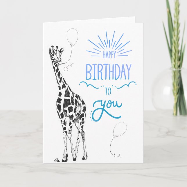 Giraffe Happy Birthday Card (Front)