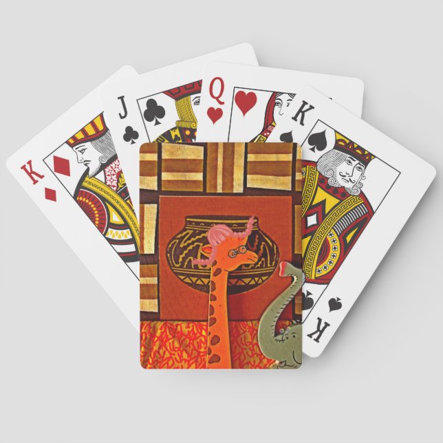 Giraffe Hat Art Print Playing Cards (Back)