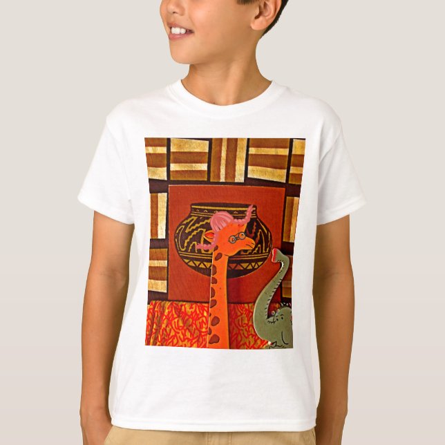 Giraffe Hat Art Print T-Shirt (Front)