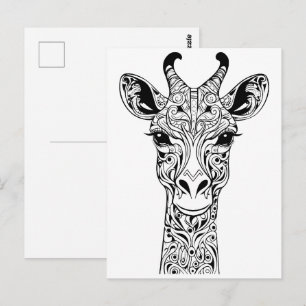 Giraffe head  doodle drawing. doodle drawing. postcard