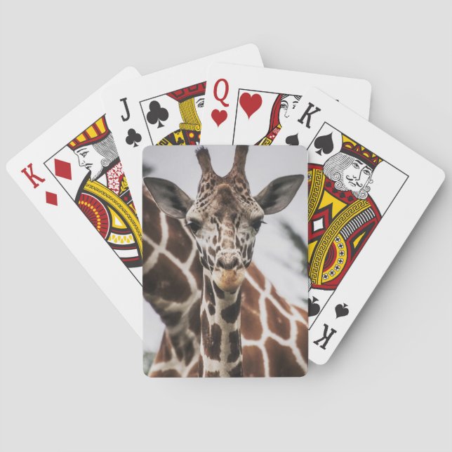 Giraffe head Giraffe fur print African Animal Playing Cards (Back)
