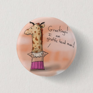 Giraffe Head Man 3 Cm Round Badge