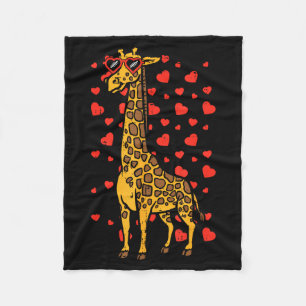 Giraffe Heart Gles Cute Valentines Day Animal Love Fleece Blanket