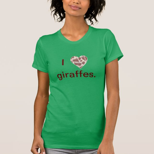 Giraffe Heart, I heart giraffes tshirts (Front)