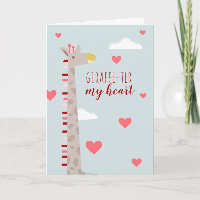 Giraffe Heart Valentine Pun  Card (Front)