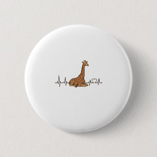 Giraffe Heartbeat Vintage Engraving Shirt Design_1 6 Cm Round Badge